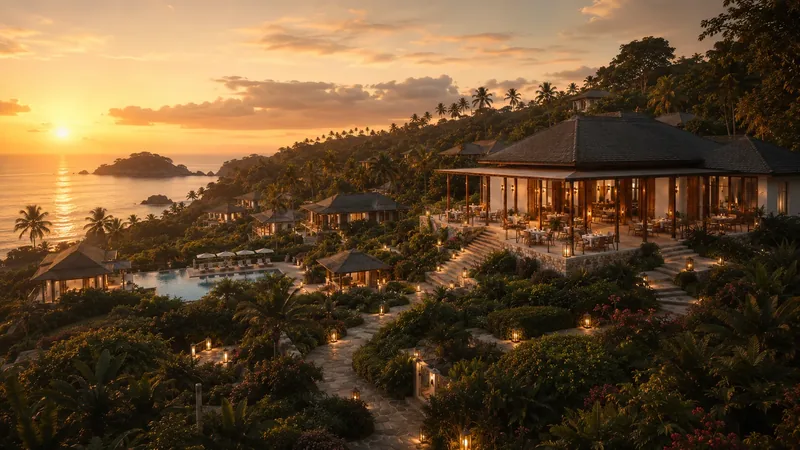 Hillside luxury villa at dusk