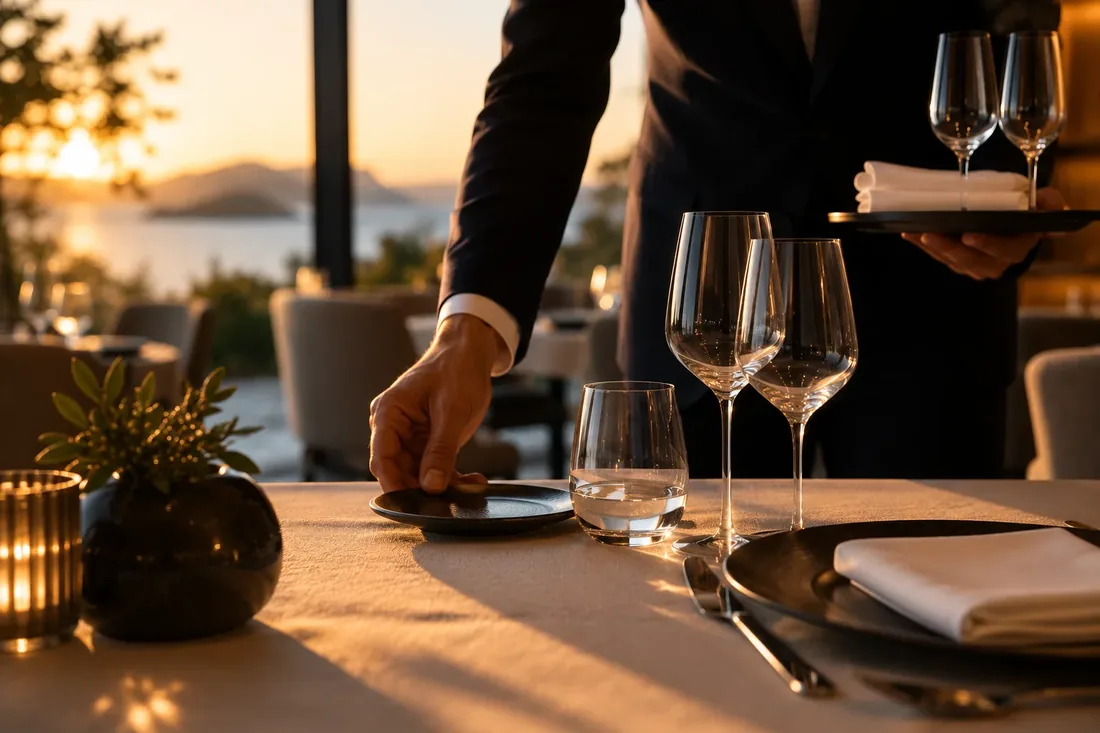 Table setting at a luxury restaurant
