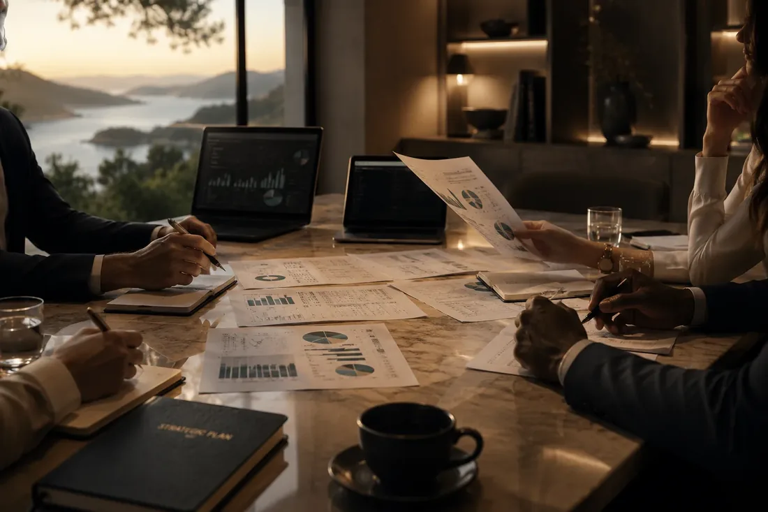 Advisors reviewing financial plans
